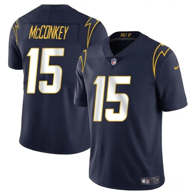 Youth Los Angeles Chargers #15 Ladd McConkey Navy 2024 Draft Vapor Limited Stitched Football Jersey